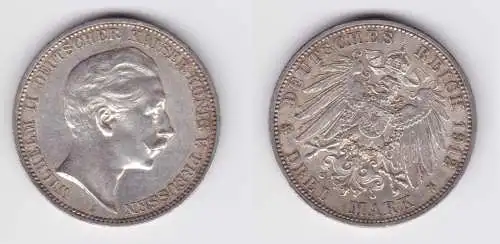 3 Mark Silbermünze Preussen Kaiser Wilhelm II 1912 A Jäger 103 ss+ (102931)