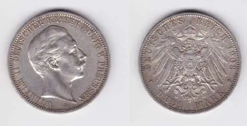 3 Mark Silbermünze Preussen Kaiser Wilhelm II 1908 A Jäger 103 ss (105916)
