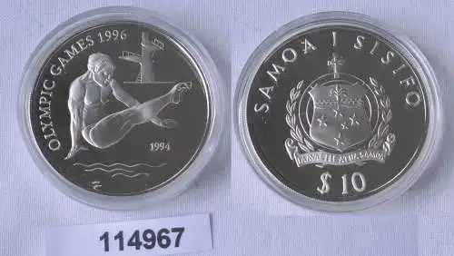 10 Tala Silbermünze Samoa Olympia Atlanta 1996, Turmspringerin 1994 (114967)