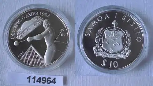 10 Tala Silbermünze Samoa Olympia Barcelona 1992, Hammerwerfer (114964)