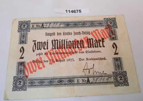 2 Milliarden Mark Banknote Inflation Kreis Zauch Belzig 31.08.1923  (114675)