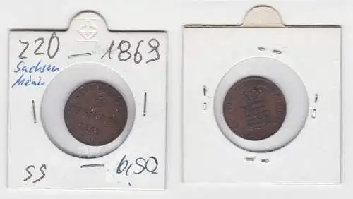 2 Pfennig Kupfer Münze Sachsen-Meiningen 1869 (142422)