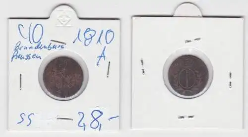 1 Pfennig Kupfer Münze Brandenburg Preussen 1810 A (142566)