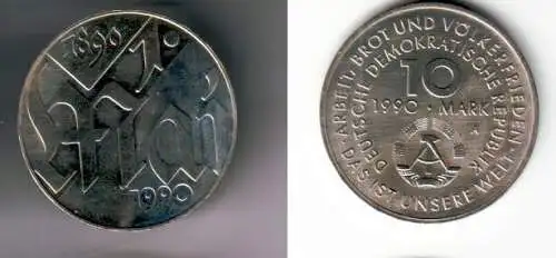 DDR Gedenk Münze 10 Mark 100.Jahre 1.Mai Feiertag 1990 (112125)