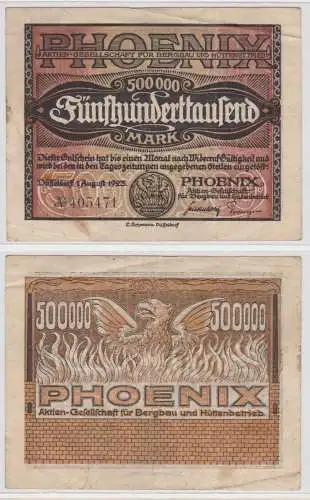 500000 Mark Banknote Düsseldorf Phoenix AG für Bergbau 1923 (152956)