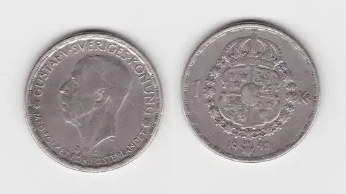 1 Krone Silber Münze Schweden 1942 (153670)