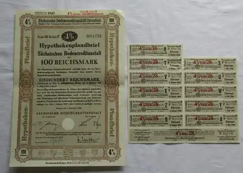 100 RM Schuldverschreibung Sächsische Bodencreditanstalt Dresden 1940 (152780)