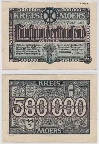 500000 Mark Banknote Kreis Moers 1.8.1923 (153822)