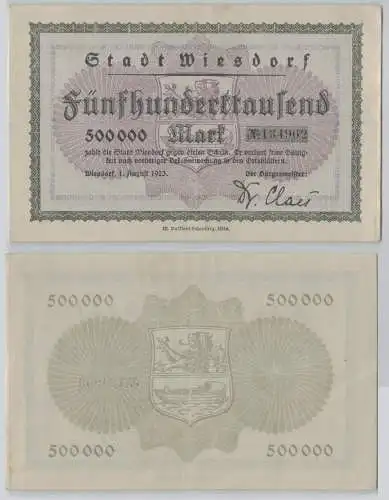 500000 Mark Banknote Stadt Wiesdorf 1.August.1923 (152981)