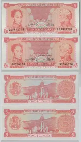 2 x 5 Bolivares Banknote Venezuela 1989 Pick 70 kassenfrisch UNC (153193)