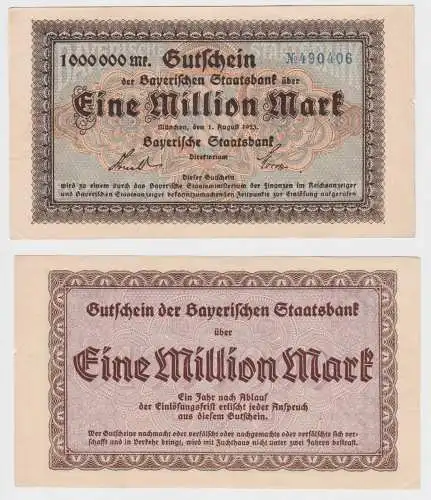 1 Millionen Mark Banknote Bayerische Staatsbank München 1.08.1923 (153823)