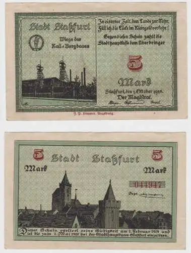 5 Mark Banknote Notgeld Stadt Staßfurt 1.10.1918 (153838)