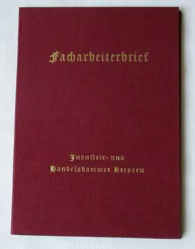 Facharbeiterbrief Industrie- & Handelskammer Dresden 1941 Möbelpolierer (103997)