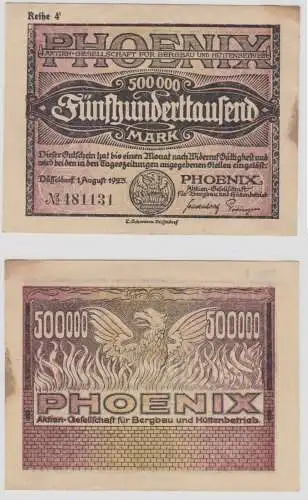 500000 Mark Banknote Düsseldorf Phoenix AG für Bergbau 1923 (152920)
