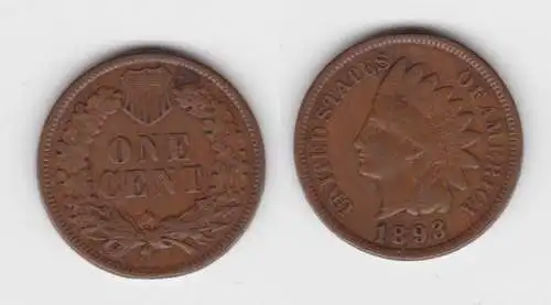 1 Cent Kupfer Münze USA 1893 (142587)