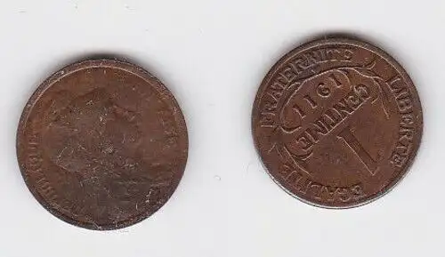 1 Centimes Kupfer Münze Frankreich 1911 (130695)