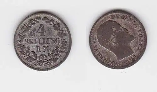 4 Skilling Silber Münze Dänemark 1854 (130788)