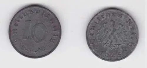 10 Reichspfennig Zink Münze 3.Reich 1945 F Jäger 375 (137228)