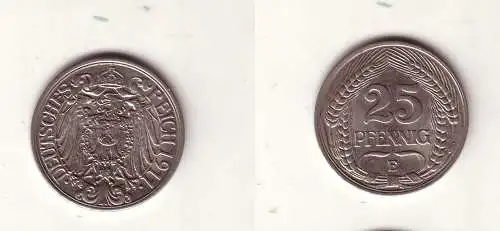 25 Pfennig Nickel Münze Deutsches Reich 1911 E Jäger 18  (109228)