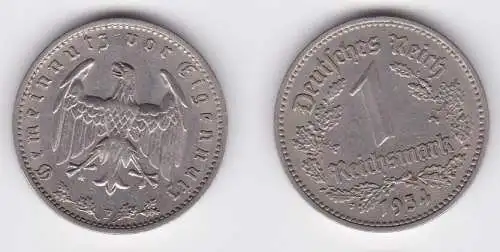 1 Mark Nickel Münze III.Reich 1934 F Jäger Nr. 354 (116151)
