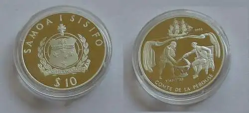 10 Dollar Silber Münze Samoa 1994 2 Schiffsoffiziere vor Erdkugel (131641)