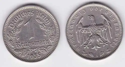 1 Reichsmark Nickel Münze 3.Reich 1935 A Jäger Nr.354 (125810)