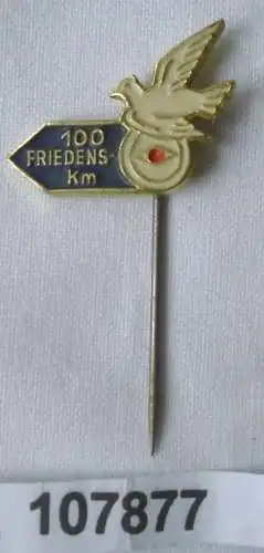 DDR Anstecknadel 100 Friedenskilometer mit Friedenstaube (107877)