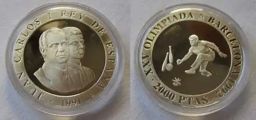 2000 Pesetas Silbermünze Spanien Olympiade Barcelona 1992, 1991 (105278)
