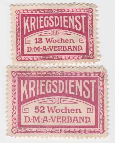 2 seltene Kriegsdienst Marken D.-M.-A. Verband um 1915 (56918)
