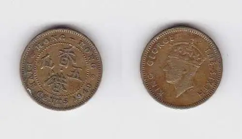 5 Cent Messing Münze Hongkong 1949 (130623)