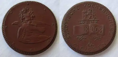 DDR Porzellan Medaille Städtische Volksbücherei Meissen Los Nr. 8005 (113066)