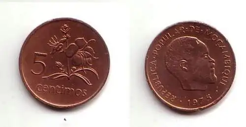 5 Centimos Kupfer Münze Mosambik Moçambique 1975 (114632)