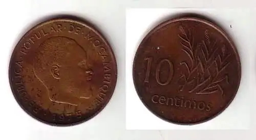 10 Centimos Kupfer Münze Mosambik Moçambique 1975 (104821)