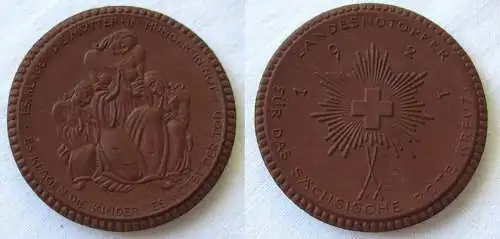 DDR Porzellan Medaille Landesnotopfer f. das sächsische Rote Kreuz 1921 (119195)