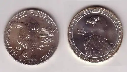 1 Dollar Silber Olympia 1984 Los Angeles Diskus Weißkopfseeadler 1983 (108766)