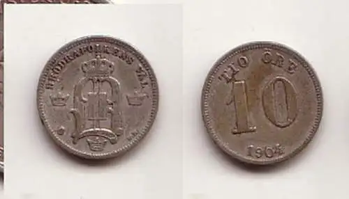 10 Öre Silber Münze Schweden 1904 (114640)