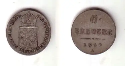 6 Kreuzer Silber Münze Ungarn 1849 A (114243)
