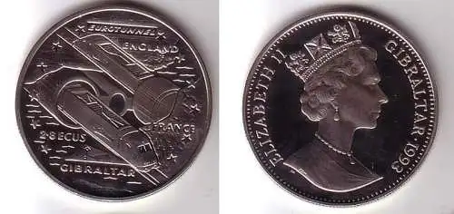 2,8 Euro Nickel Münze Gibraltar 1993 Einweihung des Eurotunnels (113964)