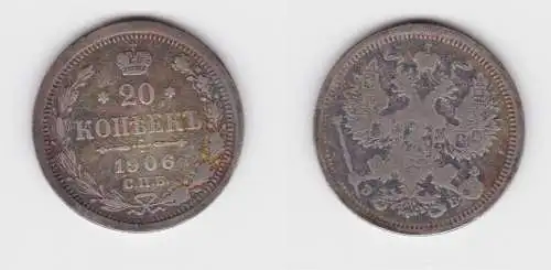 20 Kopeken Silber Münze Russland 1906 ss (152467)
