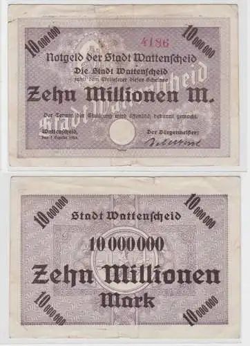 10 Millionen Mark Banknote Inflation Stadtgemeinde Wattenscheid 1.9.1923(135669)