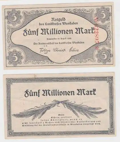 5 Millionen Mark Banknote Inflation Landkreis Wiesbaden August 1923 (140349)