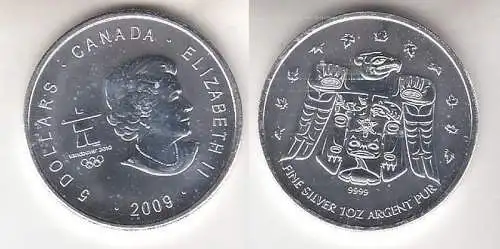 5 Dollar Silber Münze Canada Kanada Olympiade Vancouver 2009 (107779)