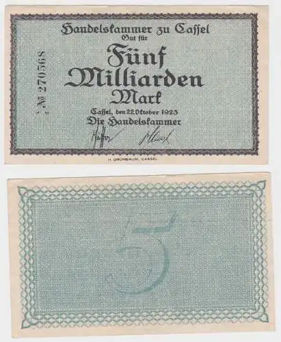5 Milliarden Mark Banknote Cassel die Handelskammer 22.10.1923 (140340)