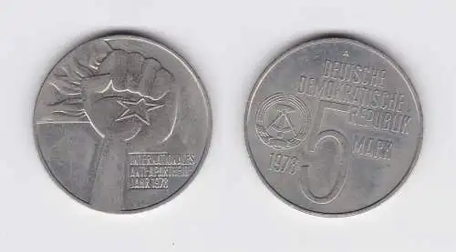 DDR Gedenk Münze 5 Mark Anti Apartheid Jahr 1978 Stempelglanz (119326)