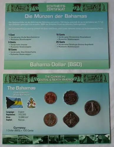 Kursmünzsatz Bahamas mit 5 Münzen 1 bis 25 Cents im Blister Stgl. (125178)