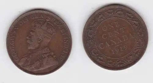 1 Cent Kupfer Münze Kanada Canada 1919 f.vz (130175)