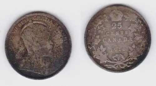 25 Cents Silber Münze Kanada Canada Edward VII 1910 f.ss (134642)