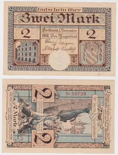 2 Mark Banknote Notgeld Stadt Beckum 1.November 1918 (130245)