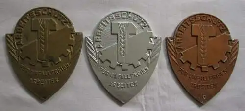 3 DDR Plaketten Arbeitsschutz - Für unfallfreies Arbeiten Bronze - Gold (134057)