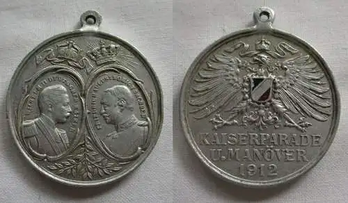 alte Aluminium Medaille Kaisermanöver Parade 1912 (139380)